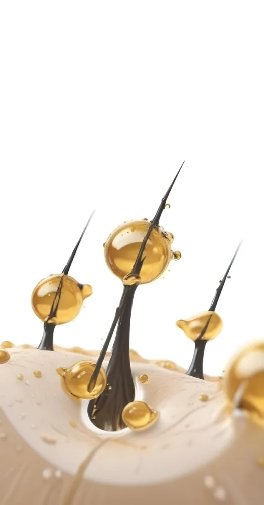 3d Model Hair Follicles With Oil Drops On A White Background Close Up View Of Hair And Scalp Hair Care Concept Hair Treatment Hair Health Figure Octane Render Volumetric Highly Detailed Videogame Aesthetic 5 F6b8