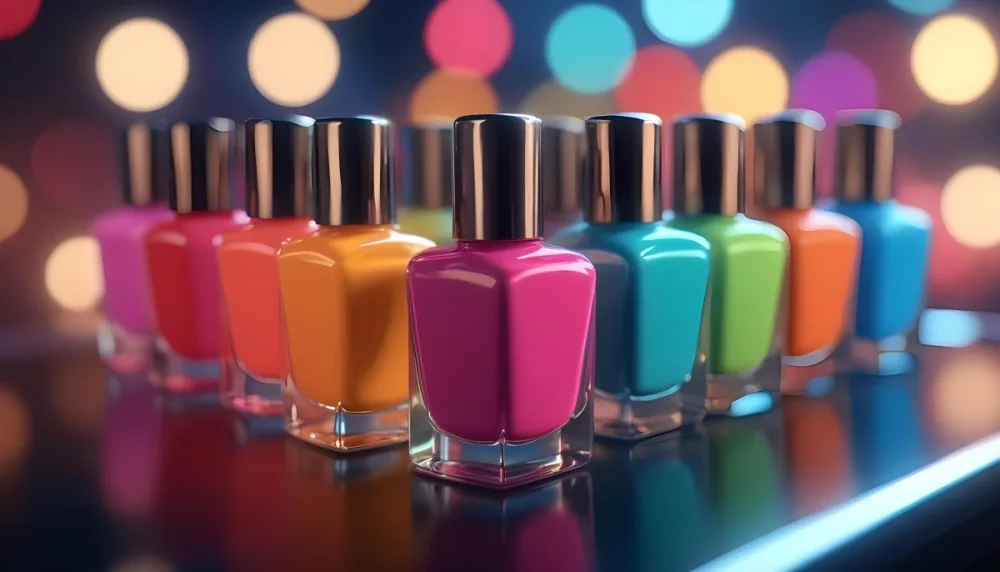 3d Model Nail Polish Bottles Of Different Colors In A Dark Environment With Bokeh Lights Figure Octane Render Volumetric Highly Detailed Videogame Aesthetic 9 8d71