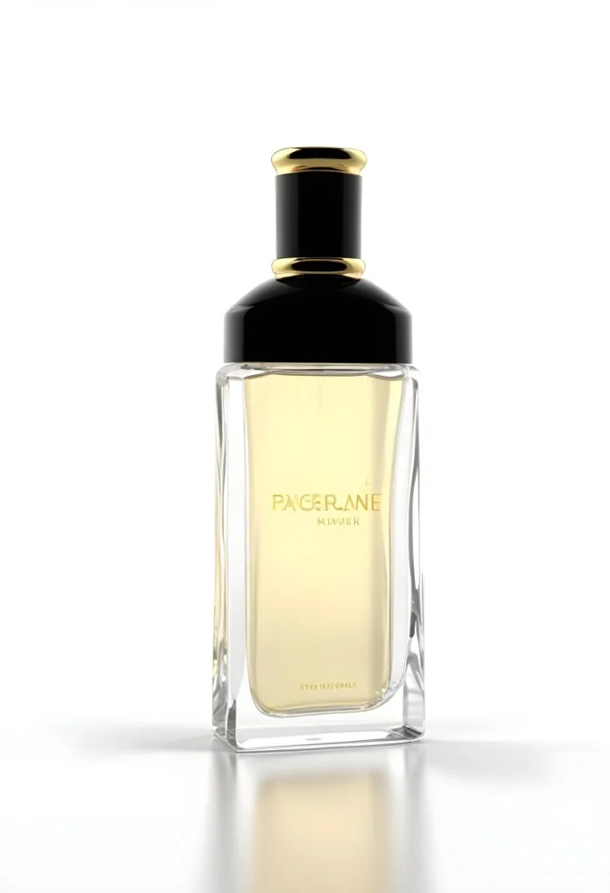 3d Model Perfume Bottle With A Gold Cap And White Accents Transparent Glass Liquid Inside Simple Black Background Figure Octane Render Volumetric Highly Detailed Videogame Aesthetic 38 1d47