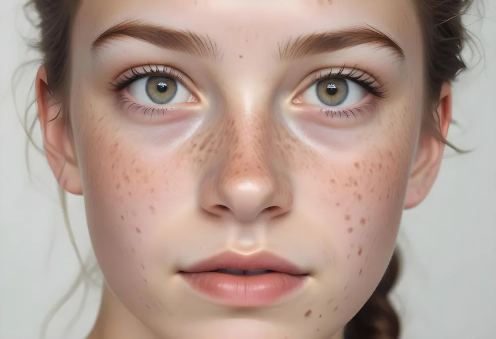 A 15 Year Old White Girl With Freckles And Light Brown Hair Looking At The Camera In A White Background 6 9ed0