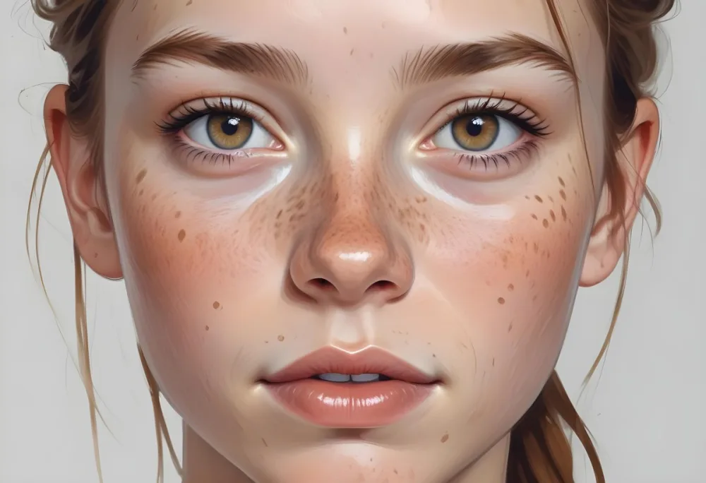 A 16 Year Old White Girl With Freckles And Light Brown Hair Looking At The Camera In A White Background 24 C454