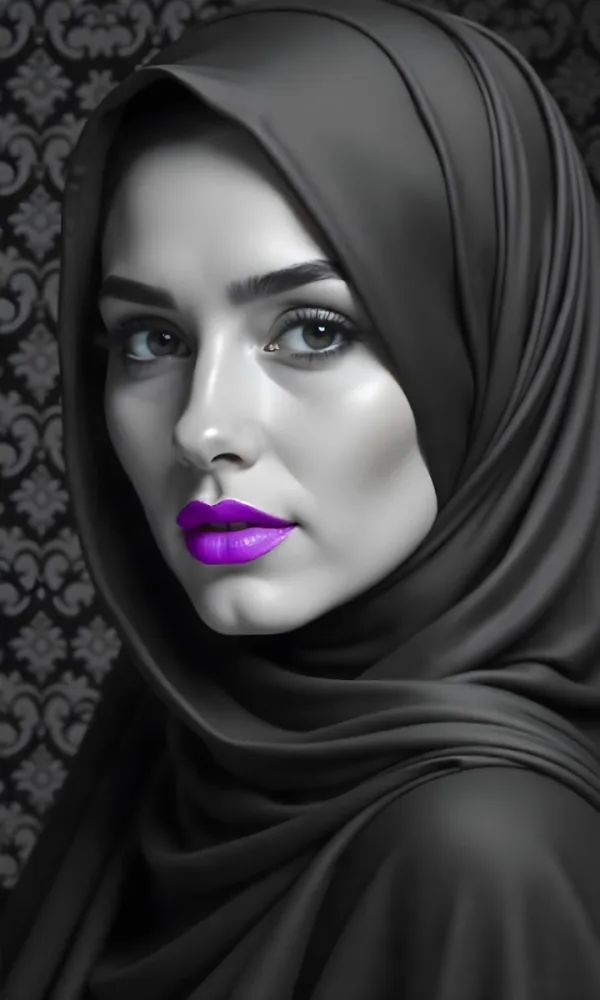 A 25 Year Old Arab Woman With A Black Hijab Gray Eyes Black And White Photography Studio Shot 13 3ee6