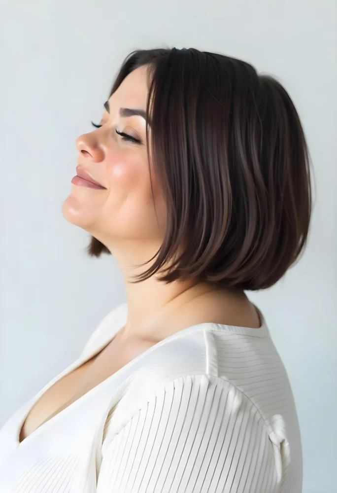 A 30 Year Old White Woman With Short Brown Hair And White Shirt In A White Background 27 C671