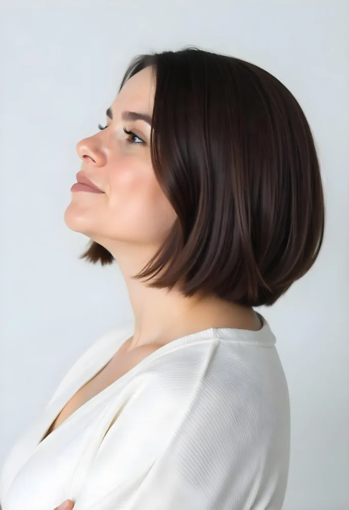 A 30 Year Old White Woman With Short Brown Hair And White Shirt In A White Background 38 9a4b