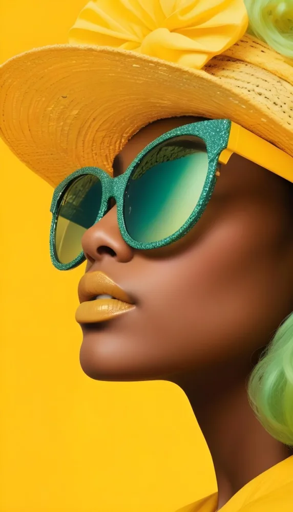 A Black Woman Age 25 With Dark Skin Wearing A Black Hat And Black Sunglasses Black Lips In A Black Background 1 0c51