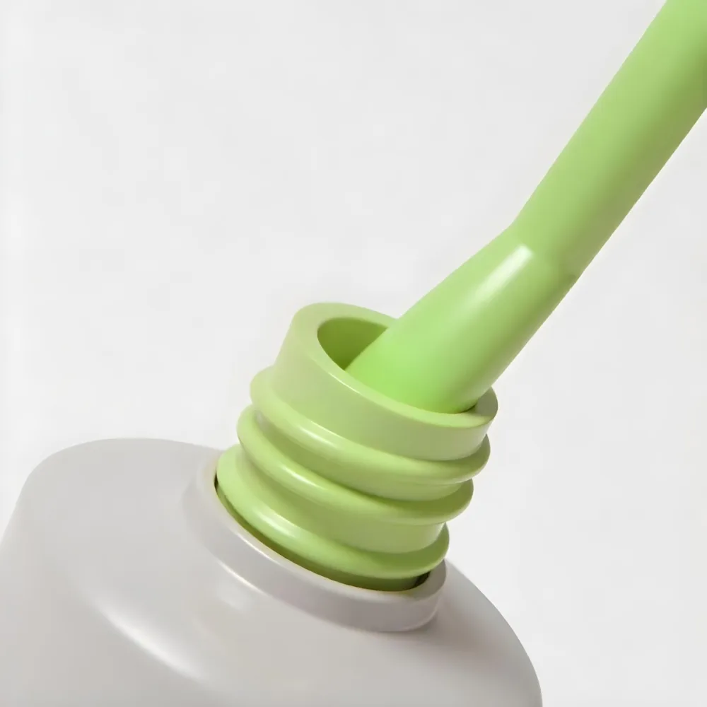 A Bottle Of Light Green Nail Polish With The Brush Inside The Bottle Is White Plain Background 5 Bb51