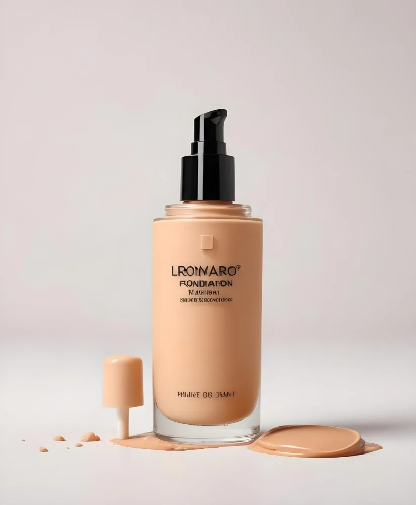 A Bottle Of Liquid Foundation With A Pump Dispenser And A Cap On A White Background 34 26ff