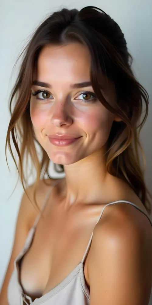 A Caucasian Woman 21 Years Old Light Skin Brown Hair Light Brown Eyes Light Lips Looking At The Camera In A White Background 23 Df4d