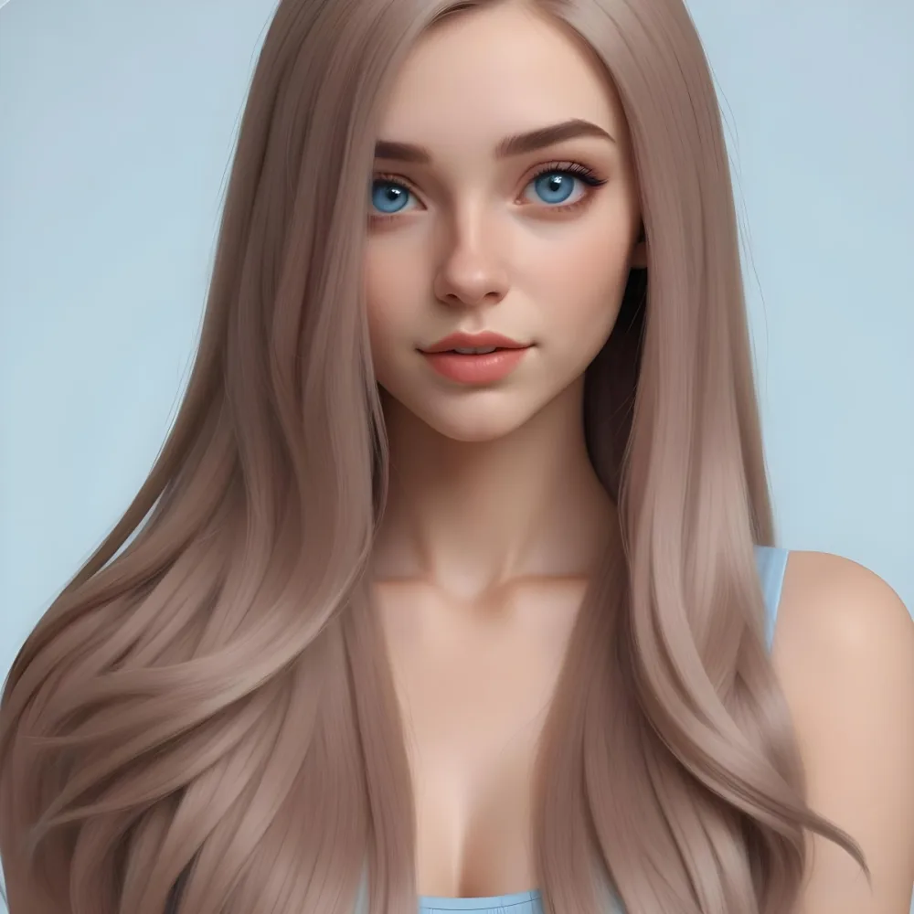 A Caucasian Woman 23 Years Old With Long Blue Hair Blue Eyes Light Skin Light Lips Posing In A Studio With A Plain Background 36 Abab