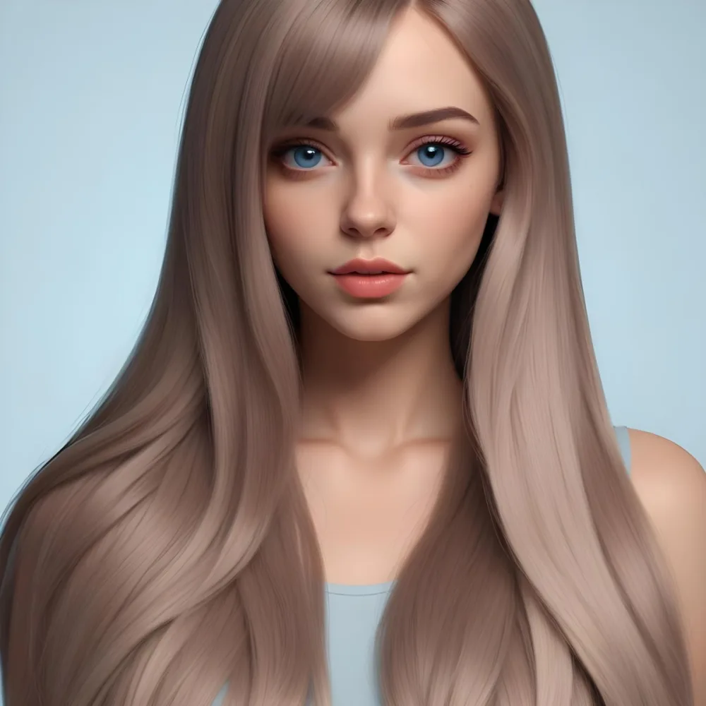 A Caucasian Woman 23 Years Old With Long Blue Hair Blue Eyes Light Skin Light Lips Posing In A Studio With A Plain Background 37 73a6