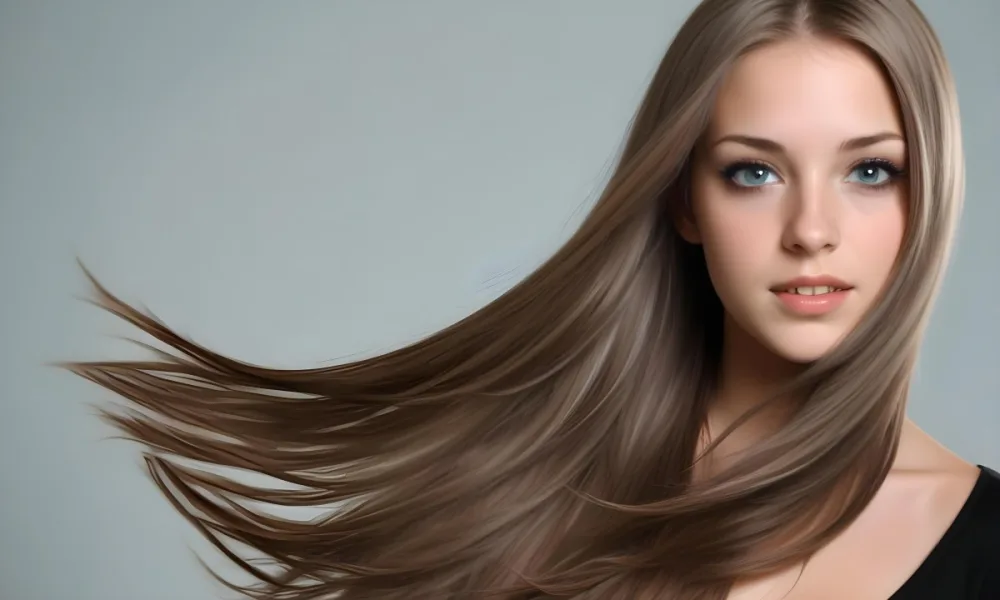 A Caucasian Woman 23 Years Old With Long Blue Hair Light Skin And Gray Eyes In A Gray Background 19 B1cf