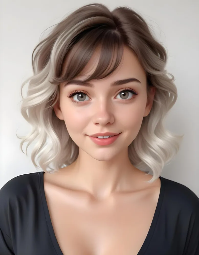 A Caucasian Woman 25 Years Old With Wavy White Wavy Hair Light Skin Wearing A White Shirt In Front Of A White Wall 38 Adf8