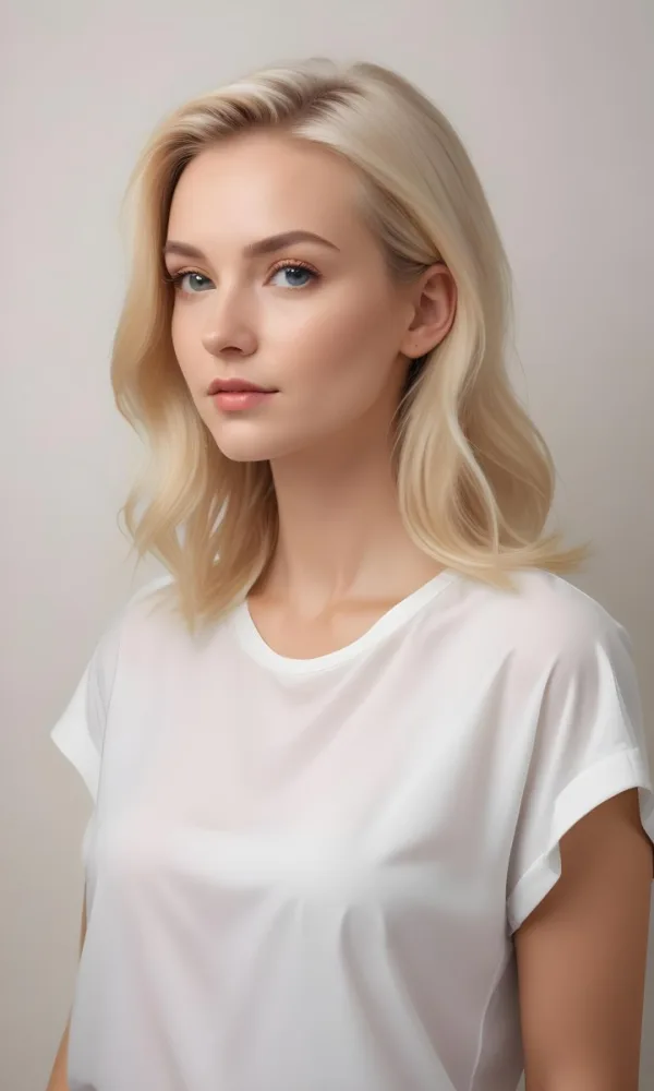 A Caucasian Woman 28 Years Old With Blonde Hair And Fair Skin Wearing A White Shirt In A Beauty Salon 13 E7cb