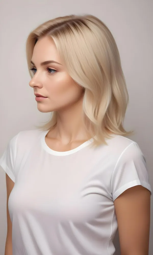 A Caucasian Woman 28 Years Old With Blonde Hair And Fair Skin Wearing A White Shirt In A Beauty Salon 15 B96b