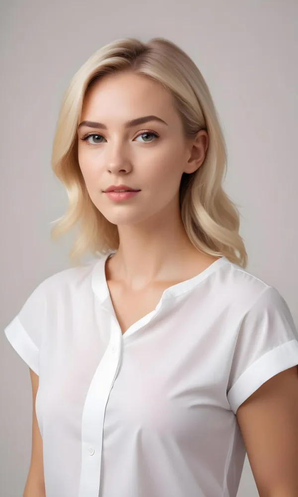 A Caucasian Woman 28 Years Old With Blonde Hair And Fair Skin Wearing A White Shirt In A Beauty Salon 2 3c5d