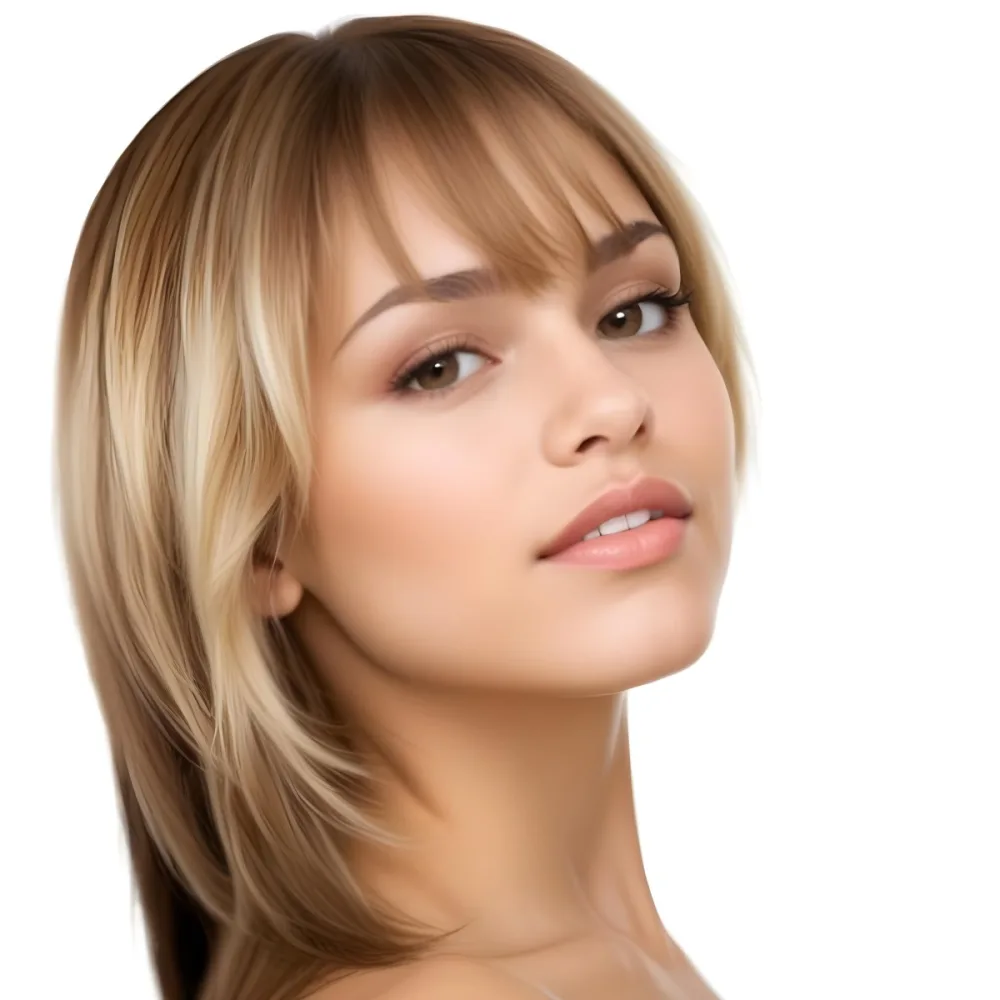 A Caucasian Woman Light Skin 25 Years Old Brown And Blonde Hair In A White Background 10 Abf5
