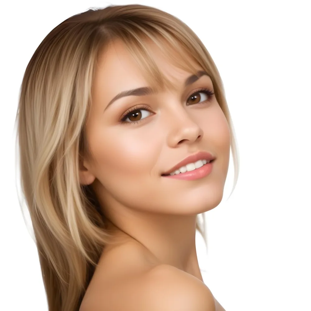 A Caucasian Woman Light Skin 25 Years Old Brown And Blonde Hair In A White Background 17 C848