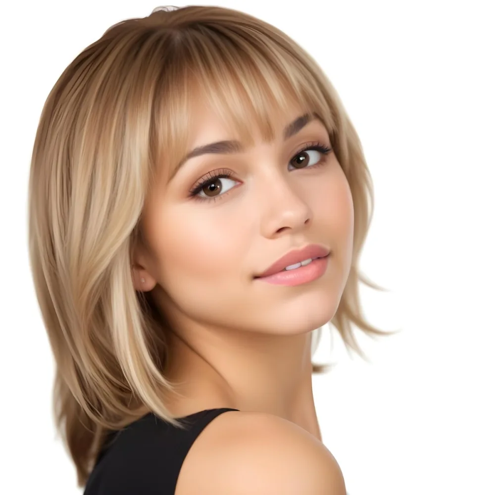 A Caucasian Woman Light Skin 25 Years Old Brown And Blonde Hair In A White Background 8 Ea19
