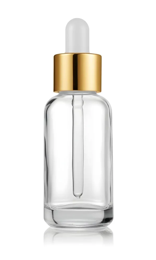 A Clear Glass Bottle With A Gold Colored Cap Likely Containing A Perfume Product 4