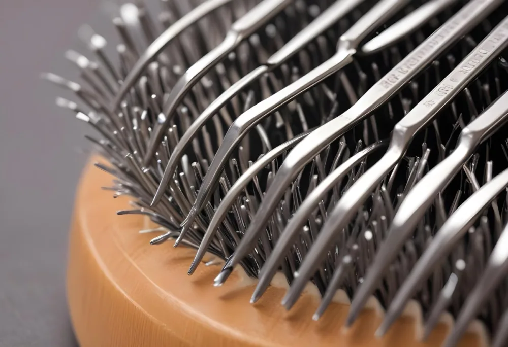A Close Up Image Of A Round Hair Brush With Metal Bristles 3