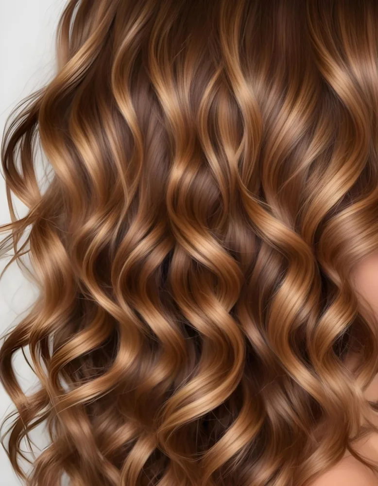 A Close Up Image Of Wavy Golden Brown Hair With Highlights 17 3d6c