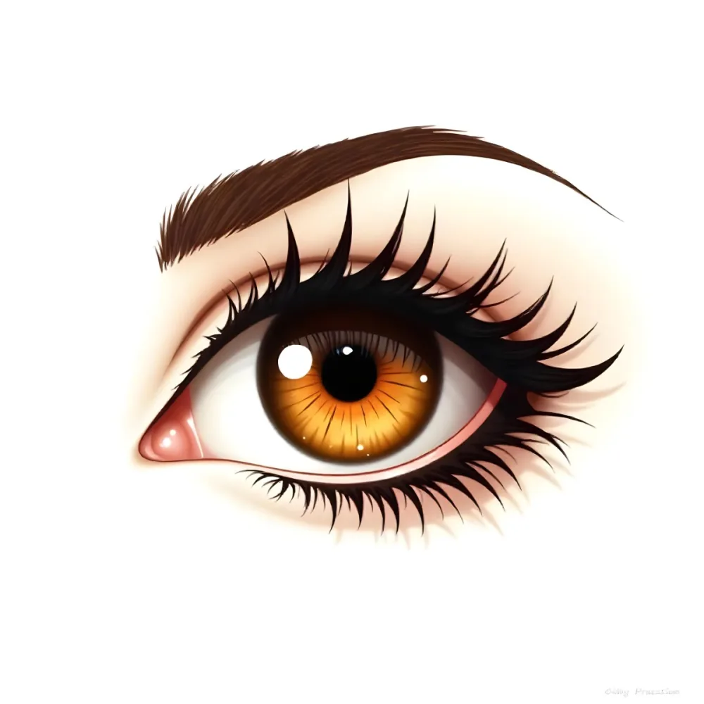 A Close Up Of A Brown Eye With Long Lashes And Eyebrow The Iris Is Orange And Yellow In A White Background 51 C914