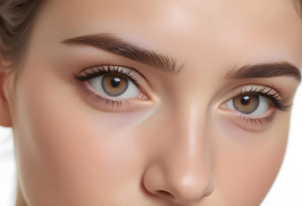 A Close Up Of A Caucasian Woman With Fair Skin 25 Years Old Light Brown Eyebrows And Brown Eyes In A Studio 10 C506