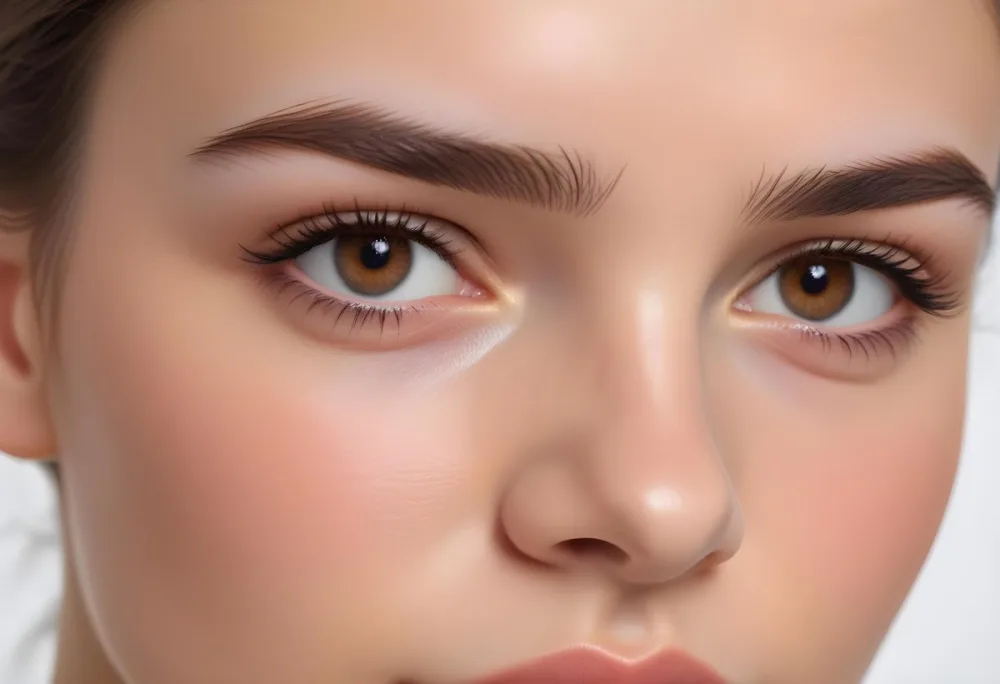 A Close Up Of A Caucasian Woman With Fair Skin 25 Years Old Light Brown Eyebrows And Brown Eyes In A Studio 5 B765