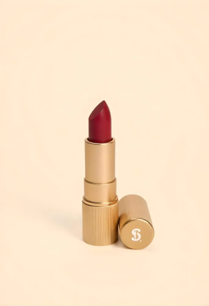 A Close Up Of A Red Lipstick In A Gold Lipstick Tube 15 4b6f
