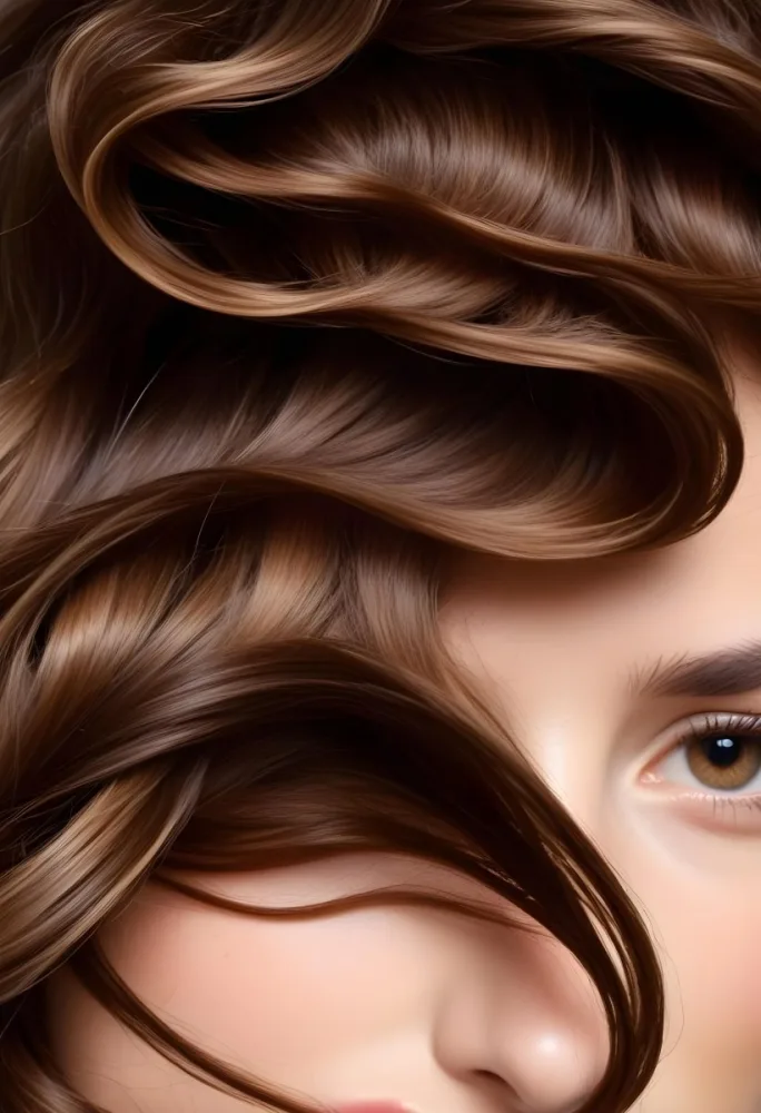 A Close Up Of A Woman S Long Wavy Brown Hair With Highlights Covering Her Face 1 Fad9