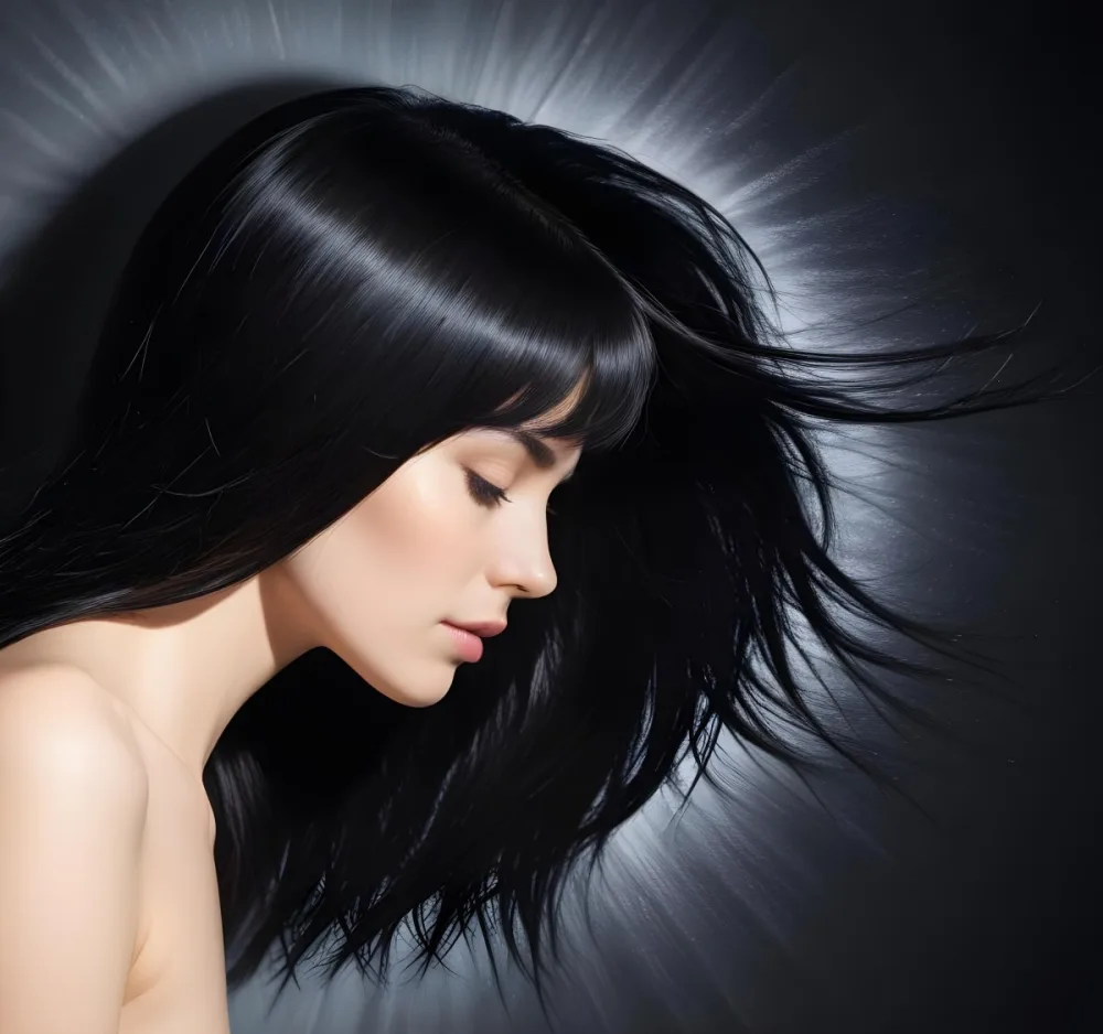 A Close Up Of A Woman With Long Shiny Black Hair In Bright Sunlight 12 0b92
