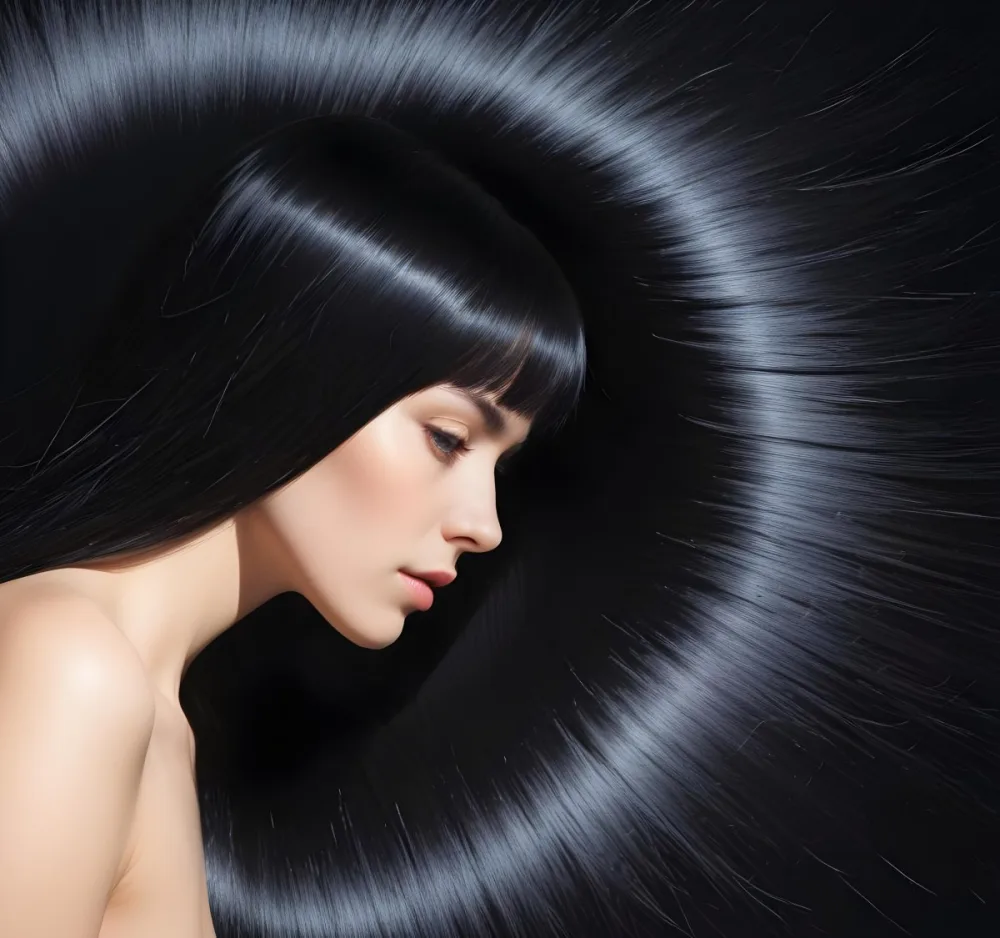 A Close Up Of A Woman With Long Shiny Black Hair In Bright Sunlight 13 95e9