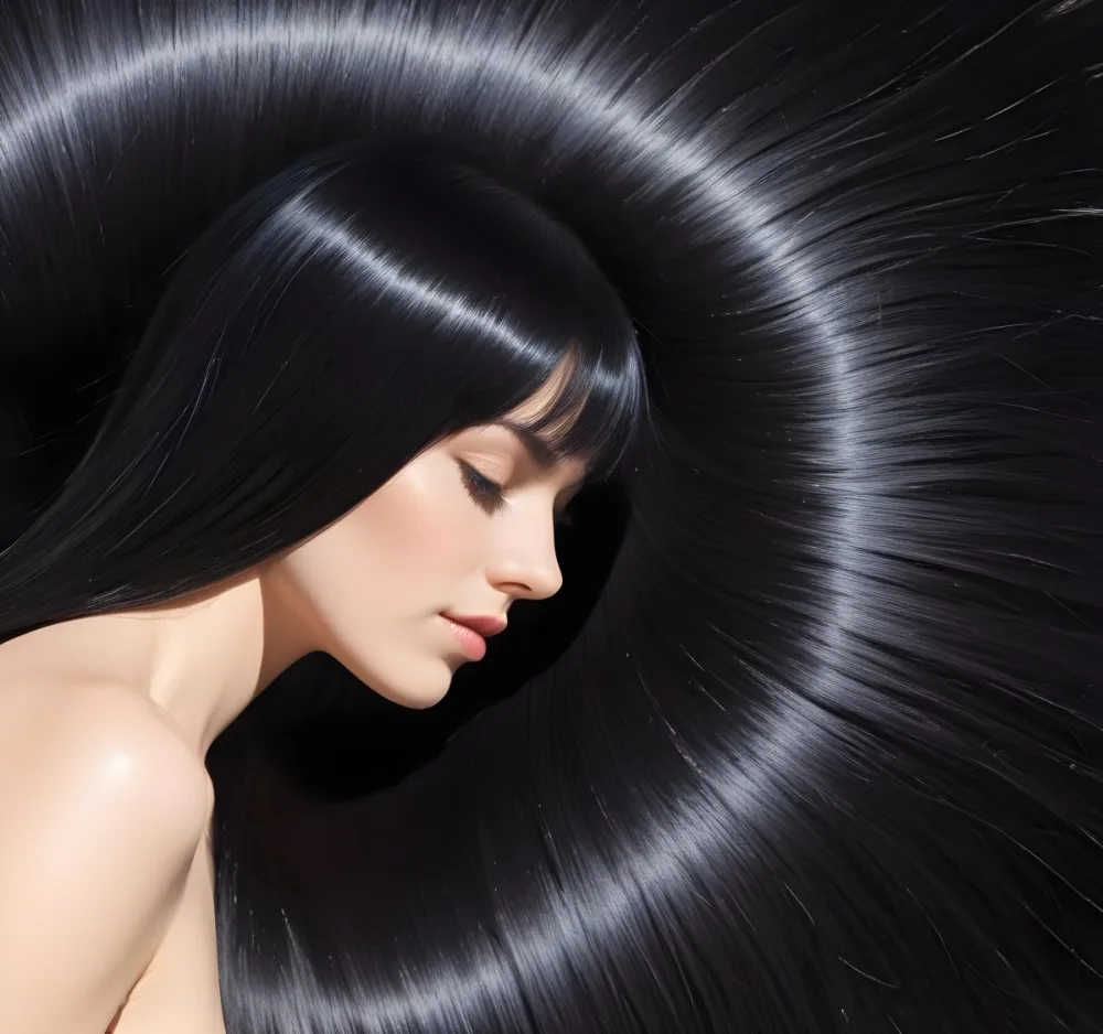 A Close Up Of A Woman With Long Shiny Black Hair In Bright Sunlight 15 2f1f