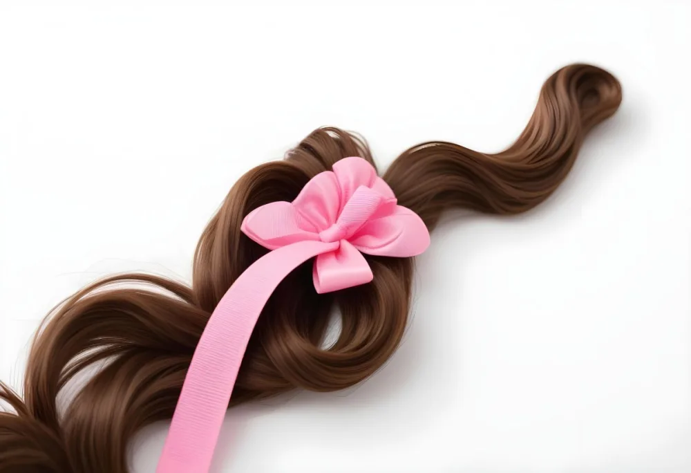 A Close Up Of Long Wavy Brown Hair With A Pink Hair Clip Or Accessory 2 Cf88