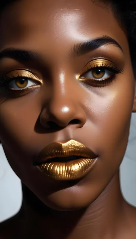A Close Up Portrait Of A Young African Woman With Dark Skin Full Lips And Intense Eyes The Image Has Dramatic High Contrast Lighting That Creates A Moody Mysterious Atmosphere 23 9aa0