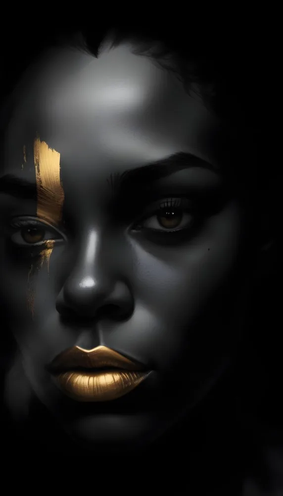 A Close Up Portrait Of A Young African Woman With Dark Skin Full Lips And Intense Eyes The Image Has Dramatic High Contrast Lighting That Creates A Moody Mysterious Atmosphere 48 4726