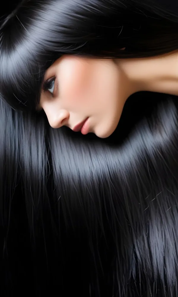 A Close Up Portrait Of A Young Caucasian Woman With Long Straight Black Hair 16 9102