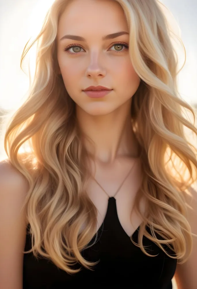 A Close Up Portrait Of A Young Caucasian Woman With Long Wavy Blonde Hair Set Against A Bright Sunny Background 4