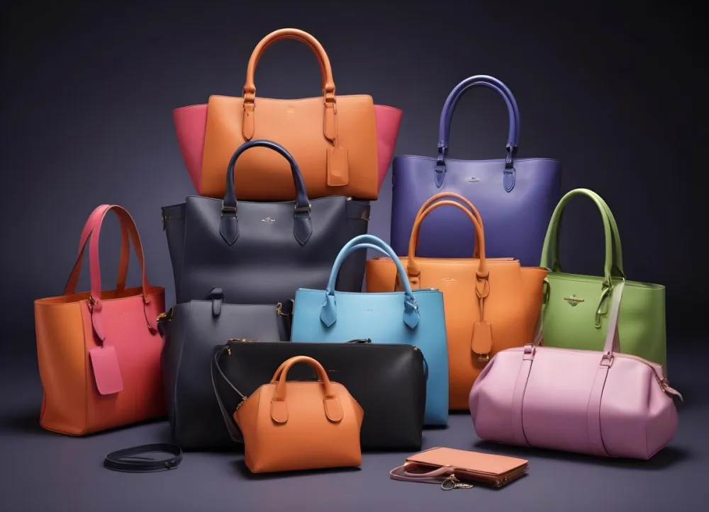 A Collection Of Various Handbags Arranged Together Featuring Different Shades And Styles The Bags Include A Brown Leather Tote A Black Structured Bag A Purple Handbag And Several Others In Shades Of Blue Brown 14 5c23