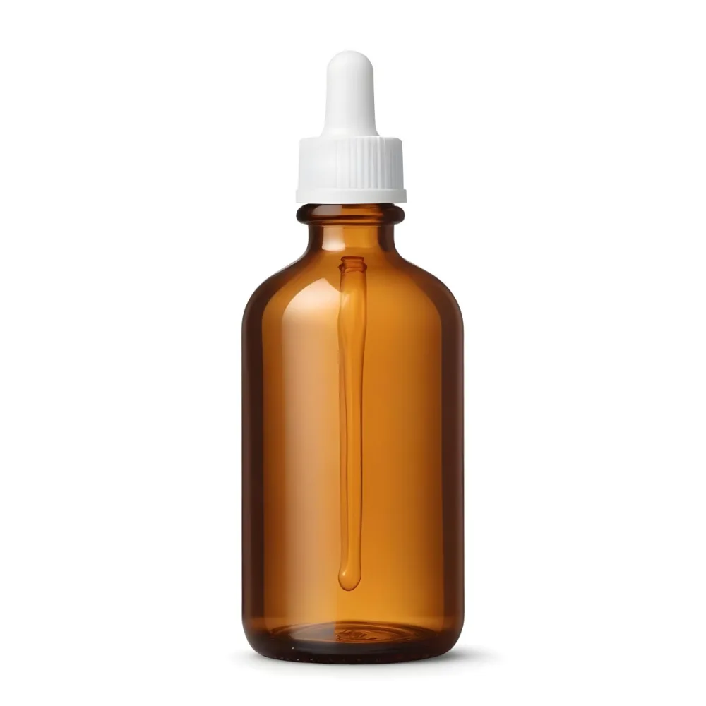 A Glass Bottle With A Dropper Cap Filled With An Amber Colored Liquid 21