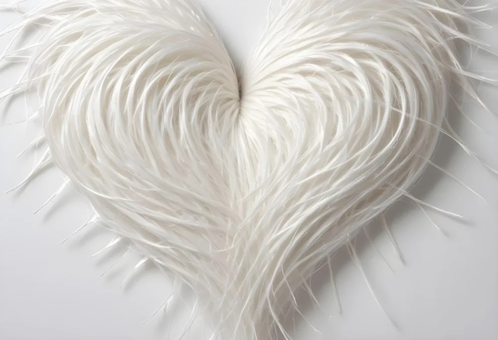 A Heart Shape Made Of White Hair Strands The Hair Is Shiny And Healthy The Background Is Plain White Studio Shot 1 Ca54