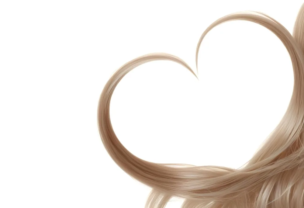 A Heart Shape Made Of White Hair Strands The Hair Is Shiny And Healthy The Background Is Plain White Studio Shot 27