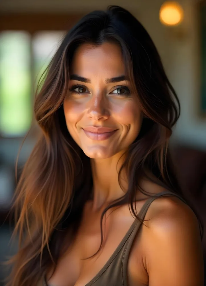 A Hispanic Woman 28 Years Old With Long Brown Hair Looking At The Camera In A Bright Environment 12 6563