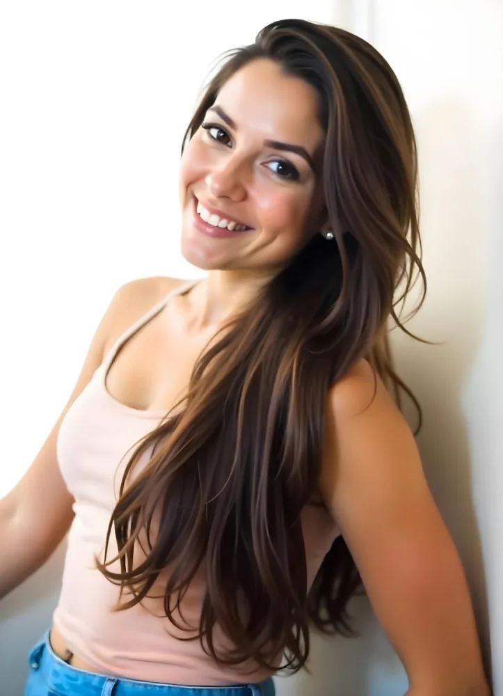 A Hispanic Woman 28 Years Old With Long Brown Hair Looking At The Camera In A Bright Environment 6 0dbf