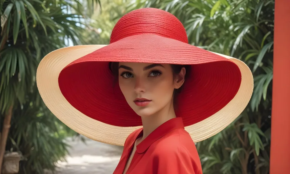 A Large Red Straw Hat With A Wide Brim 3 1dbd