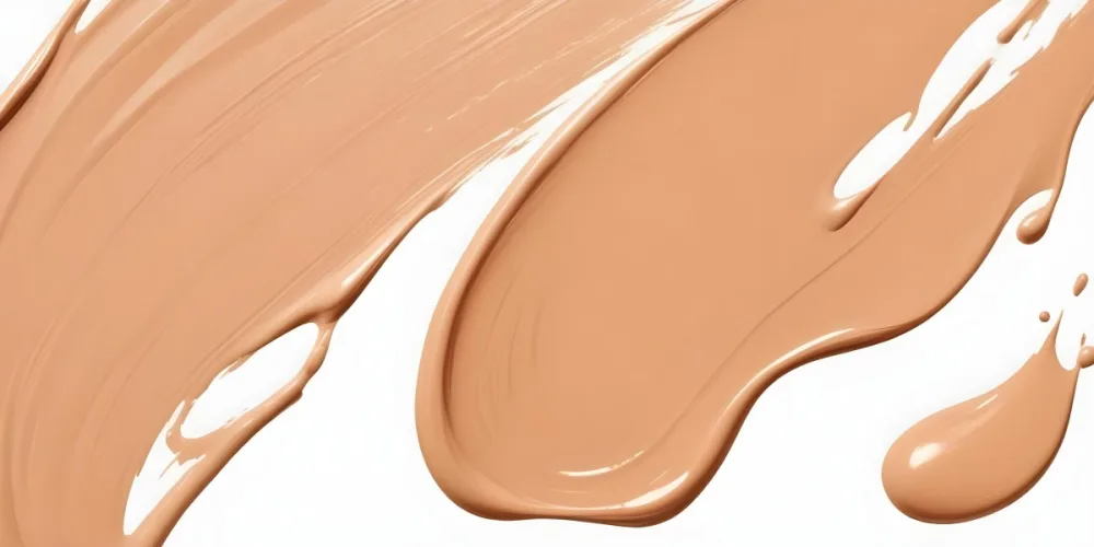 A Line Of Light Brown Liquid Foundation Isolated On A White Background With A Smooth And Slightly Glossy Texture Used For Cosmetics 7 941a