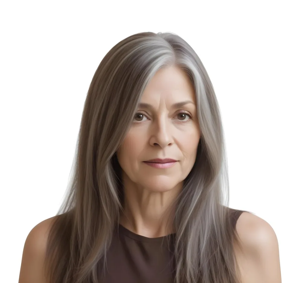 A Middle Aged Caucasian Woman With Long Straight Brown And Gray Hair 6 Ff47