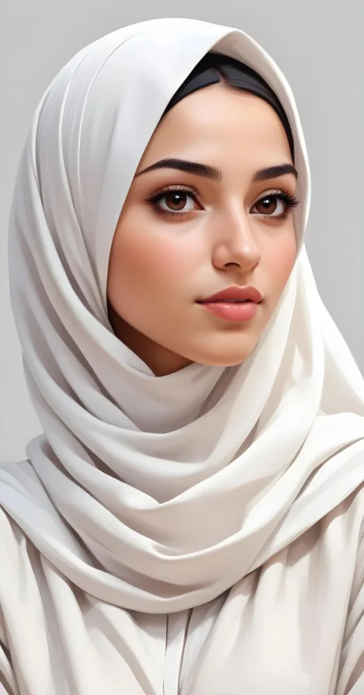 A Middle Eastern Woman 22 Years Old Light Skin Brown Eyes Wearing A White Hijab In A White Background 14 255f