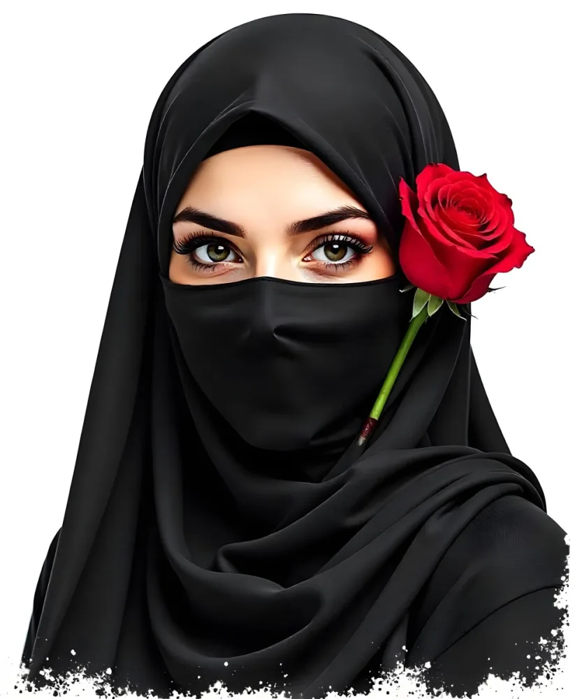 A Muslim Woman 22 Years Old Light Skin With A Red Hijab And A Red Rose On The Side Studio Shot 14 3b65