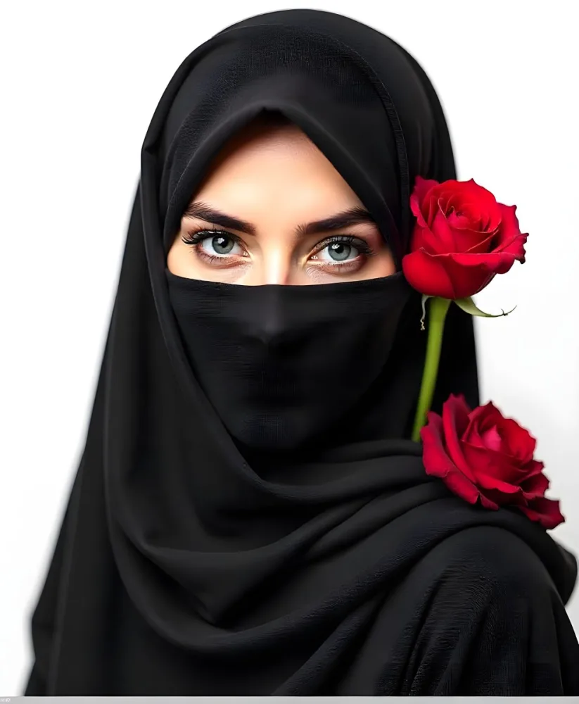 A Muslim Woman 22 Years Old Light Skin With A Red Hijab And A Red Rose On The Side Studio Shot 5 Ac63